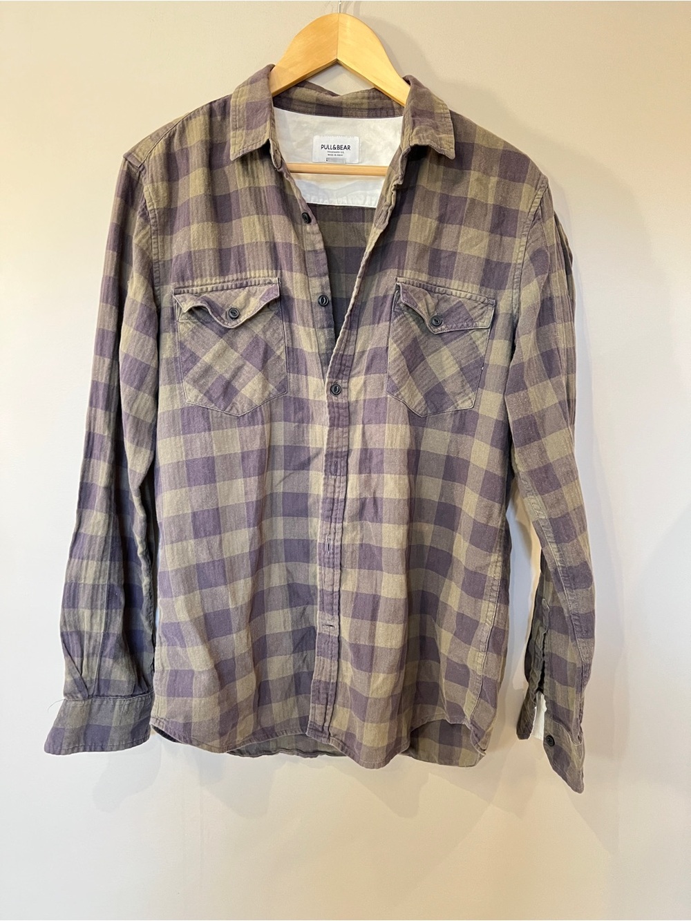 Pull&Bear green Plaid Button-Down Shirt